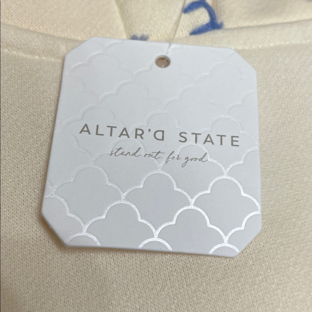 Altar'd State Women’s 1998 Pullover Hoodie Ivory & Blue Medium NWT - Picture 12 of 16